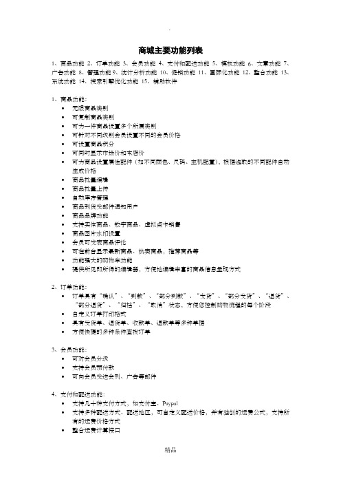 商城功能列表52402