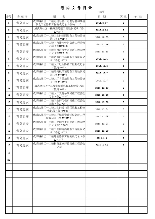 资料目录汇总表