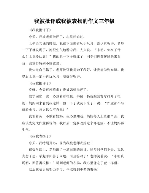 我被批评或我被表扬的作文三年级