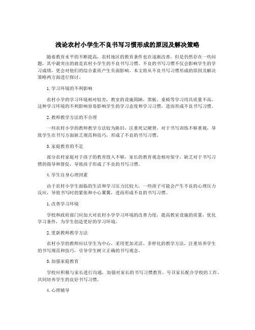 浅论农村小学生不良书写习惯形成的原因及解决策略