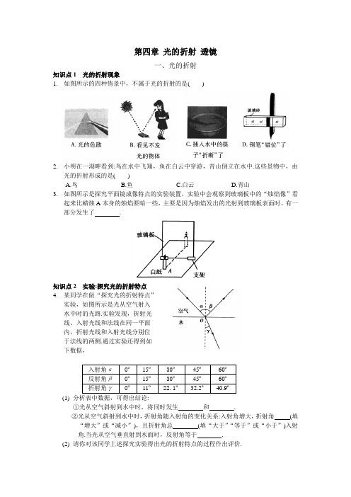 苏教版八年级物理上册第四章4.1光的折射 课时精讲(含答案)