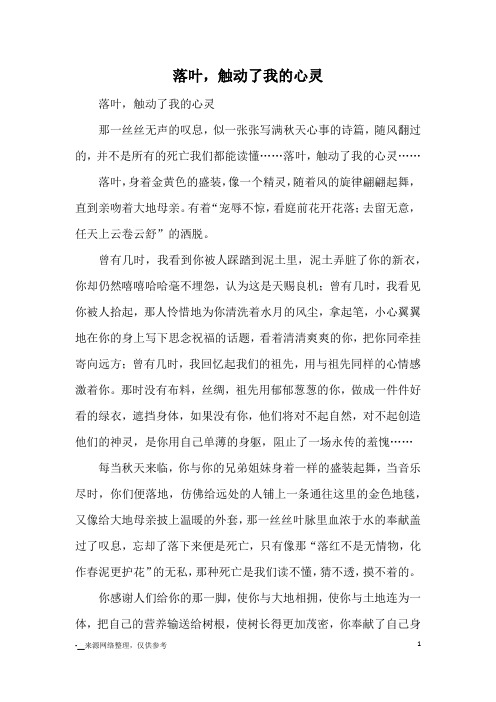 落叶,触动了我的心灵_初中散文