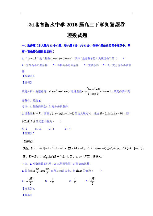 河北省衡水中学2018届高三下学期猜题卷理数试题 含解