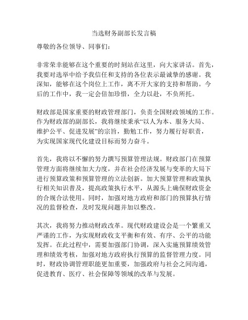 当选财务副部长发言稿