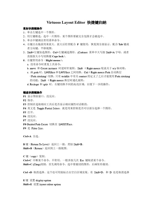 Virtuoso Layout Editor 快捷键归纳
