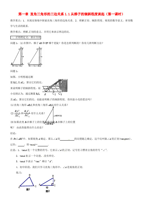 九年级数学《1.1从梯子的倾斜程度谈起》学案 北师大版