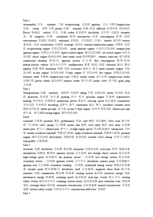 汽车专业英语单词 河北科技大学