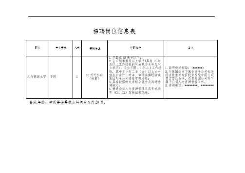 招聘岗位信息表【模板】