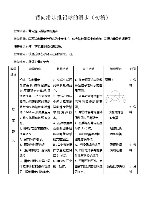 背向滑步推铅球的滑步(初稿)