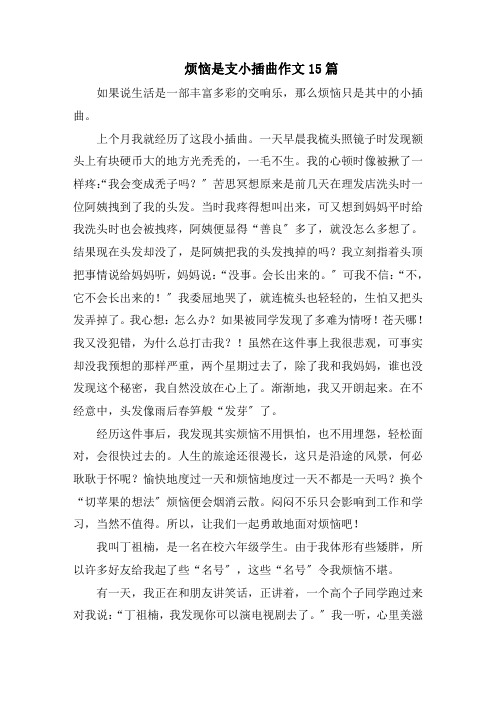 烦恼是支小插曲作文范文精选