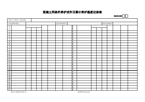 混凝土同条件养护试件日累计养护温度记录表