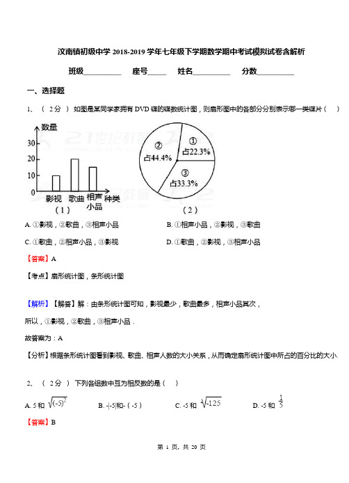 汶南镇初级中学2018-2019学年七年级下学期数学期中考试模拟试卷含解析