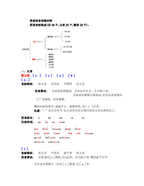 英语语音训练材料(英语48个音标认读与操练)