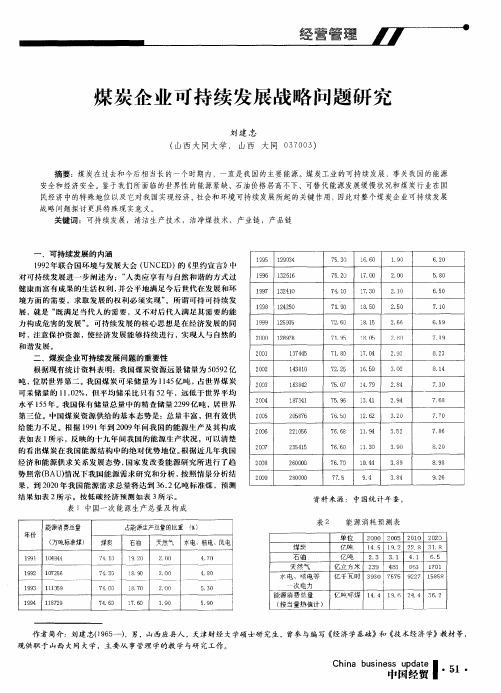 煤炭企业可持续发展战略问题研究