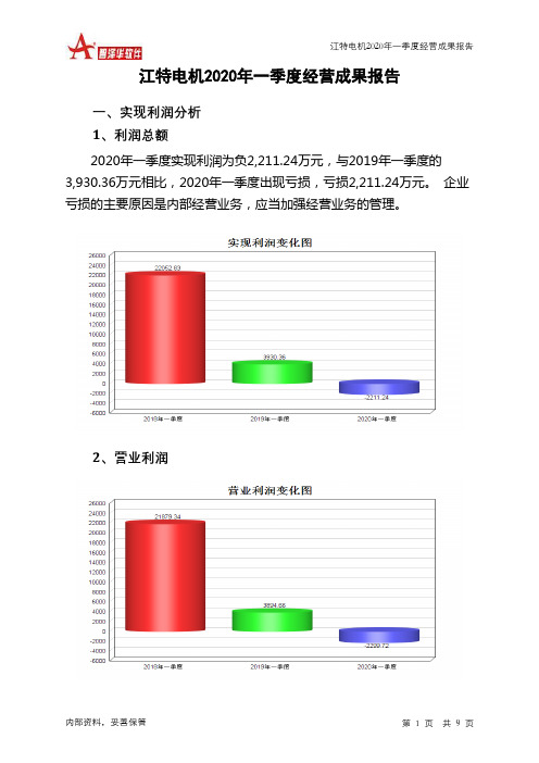 江特电机2020年一季度经营成果报告