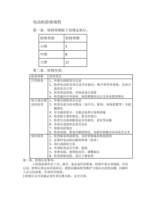 电动机检修规程