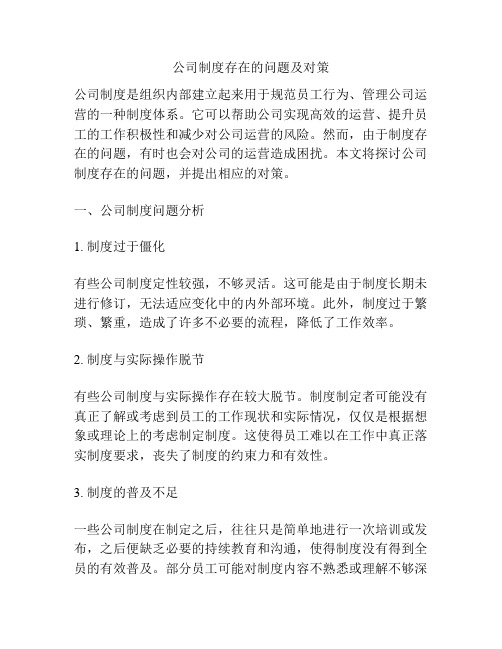 公司制度存在的问题及对策