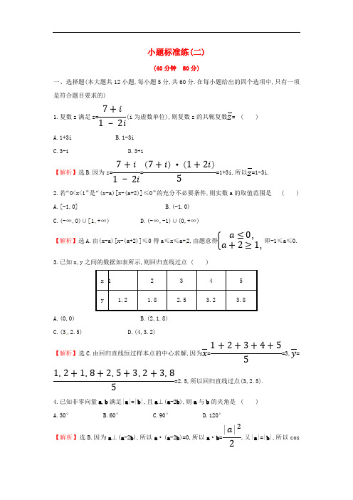 2019届高考数学二轮复习小题标准练二文2