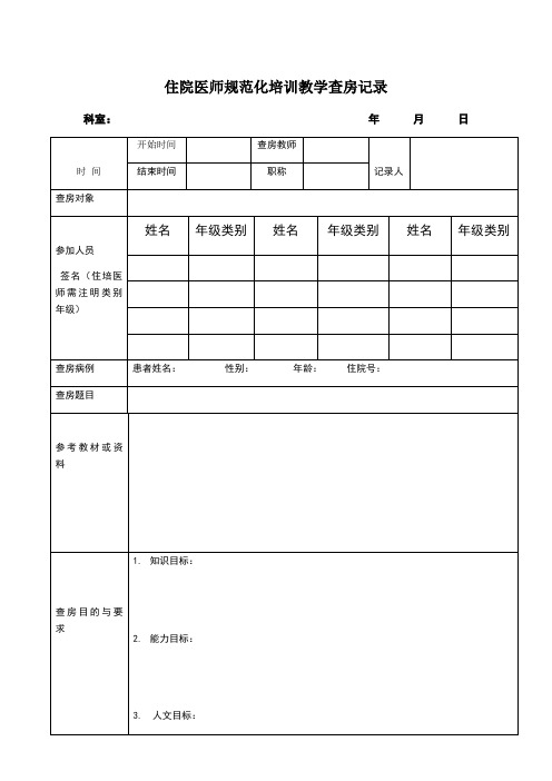 住院医师规范化培训教学查房完美模板