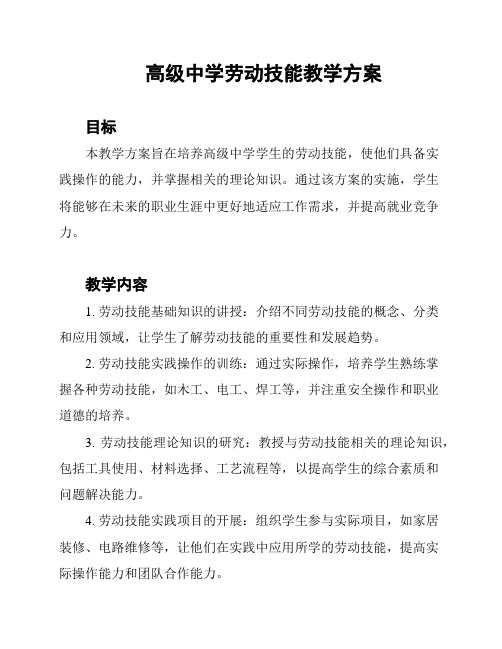 高级中学劳动技能教学方案