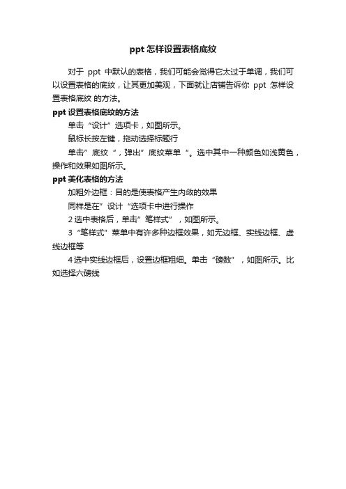 ppt怎样设置表格底纹