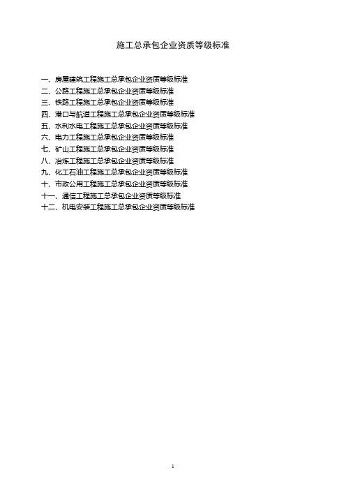 广西省建筑业企业施工总承包资质等级标准