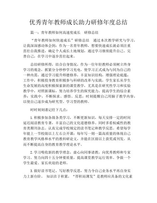 优秀青年教师成长助力研修年度总结