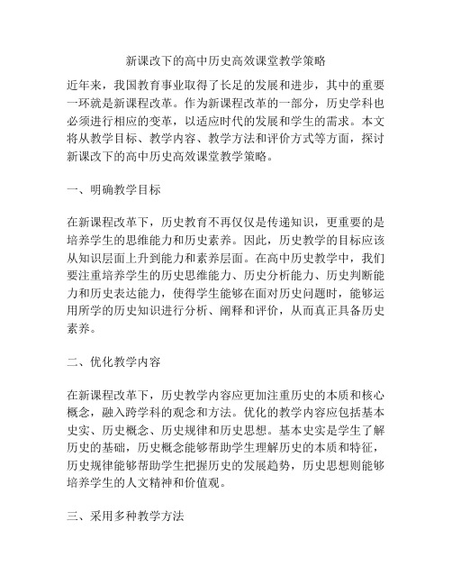 新课改下的高中历史高效课堂教学策略