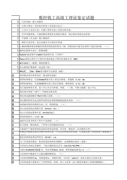 加工中心高级工考试题库(含金量高)