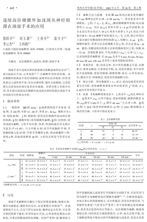 连续高位硬膜外加浅颈丛神经阻滞在颈部手术的应用