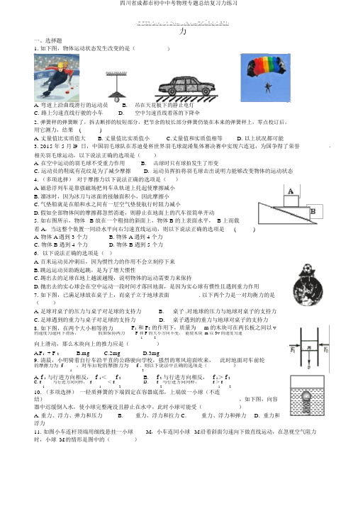 四川省成都市初中中考物理专题总结复习力练习