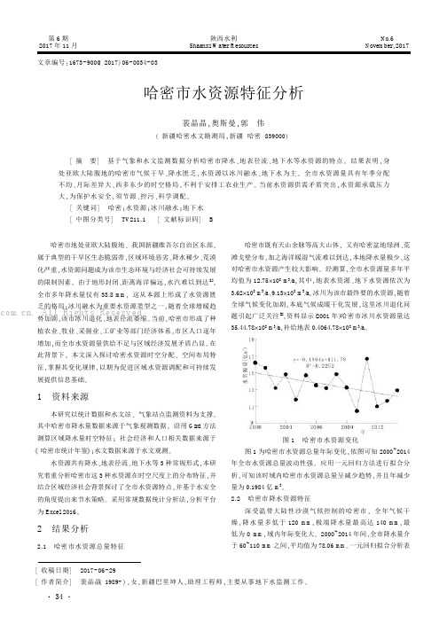 哈密市水资源特征分析