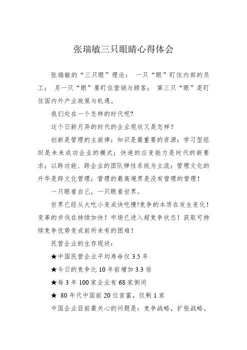 张瑞敏三只眼睛心得体会