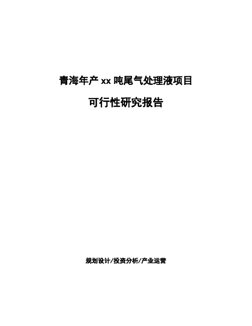 青海年产xx吨尾气处理液项目可行性研究报告