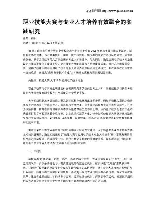 职业技能大赛与专业人才培养有效融合的实践研究