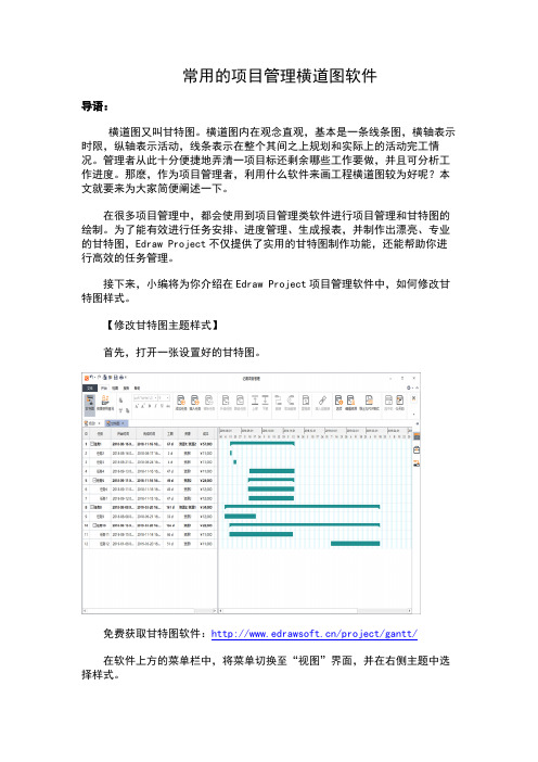 常用的项目管理横道图软件