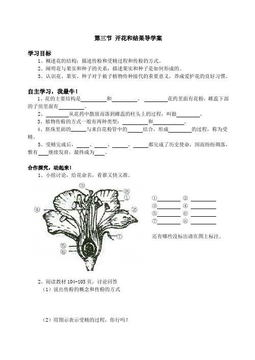 生物人教版七年级上册开花和结果导学案