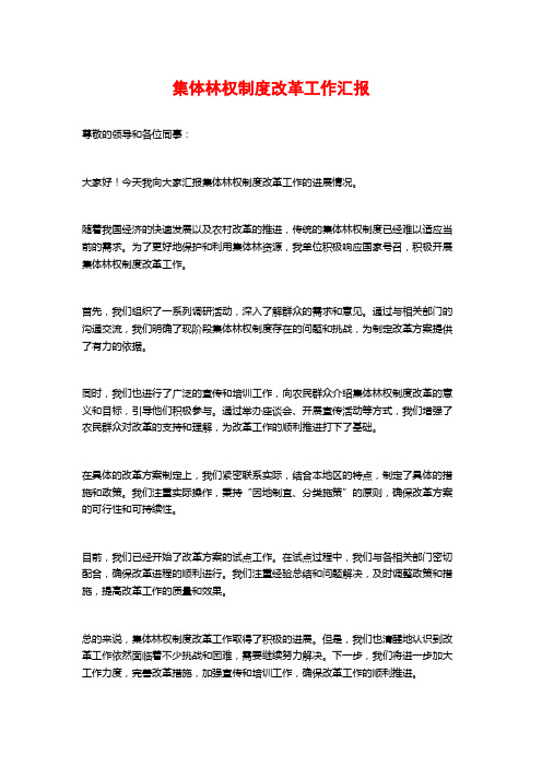 集体林权制度改革工作汇报