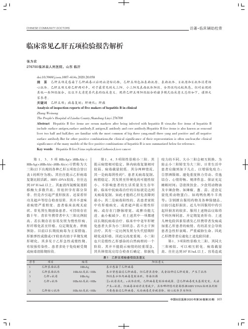 临床常见乙肝五项检验报告解析