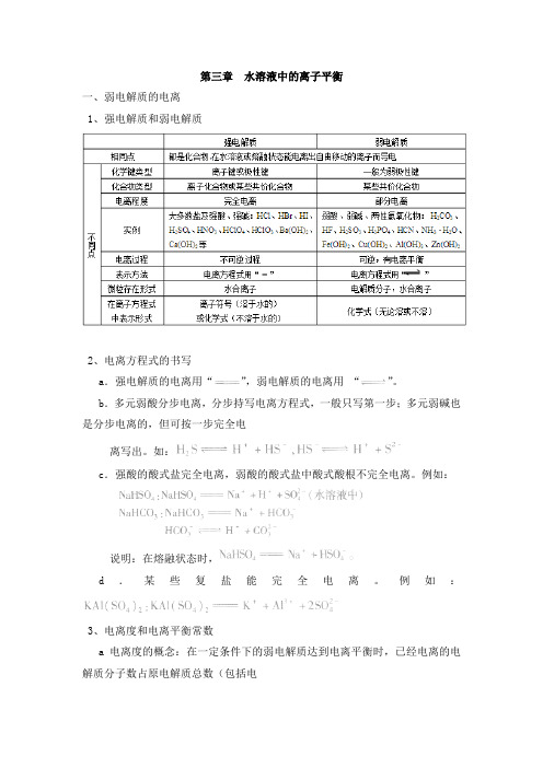 2018-2019学年人教版选修4第三章  水溶液中的离子平衡学案