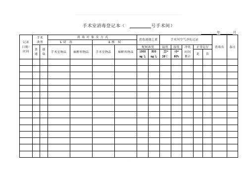 手术室消毒登记本