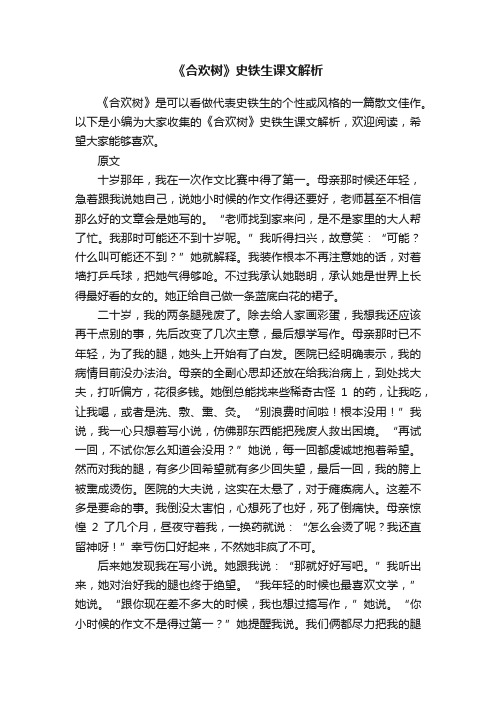 《合欢树》史铁生课文解析