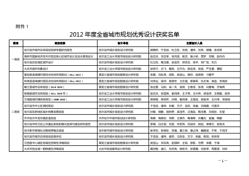 2012年度全省优秀城乡规划设计奖