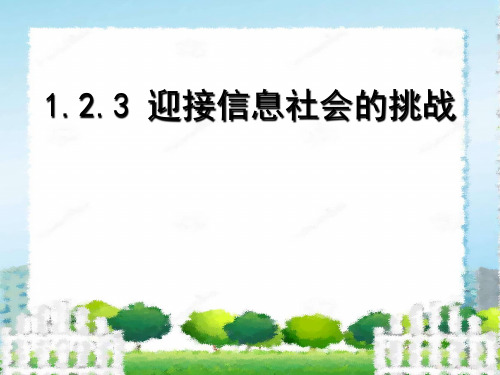 高中信息技术粤教版必修课件-1.2.3 迎接信息社会的挑战