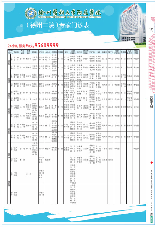 徐州二院专家门诊表