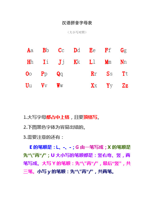 汉语拼音字母表大小写