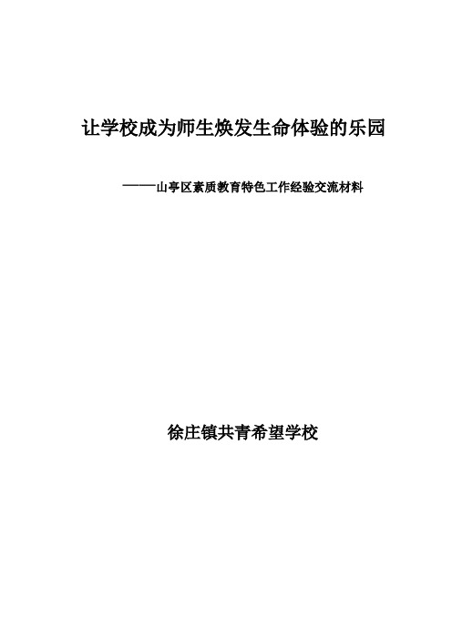山亭区徐庄镇共青希望小学素质教育特色工作经验交流材料