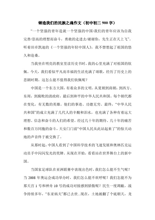 铸造我们的民族之魂作文(初中初二900字).doc