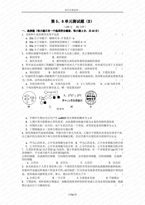 人教版试题试卷基因突变及其他变异、从杂交育种到基因工程 单元测试 4