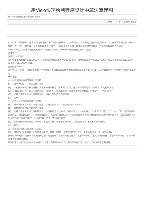 用Visio快速绘制程序设计中算法流程图